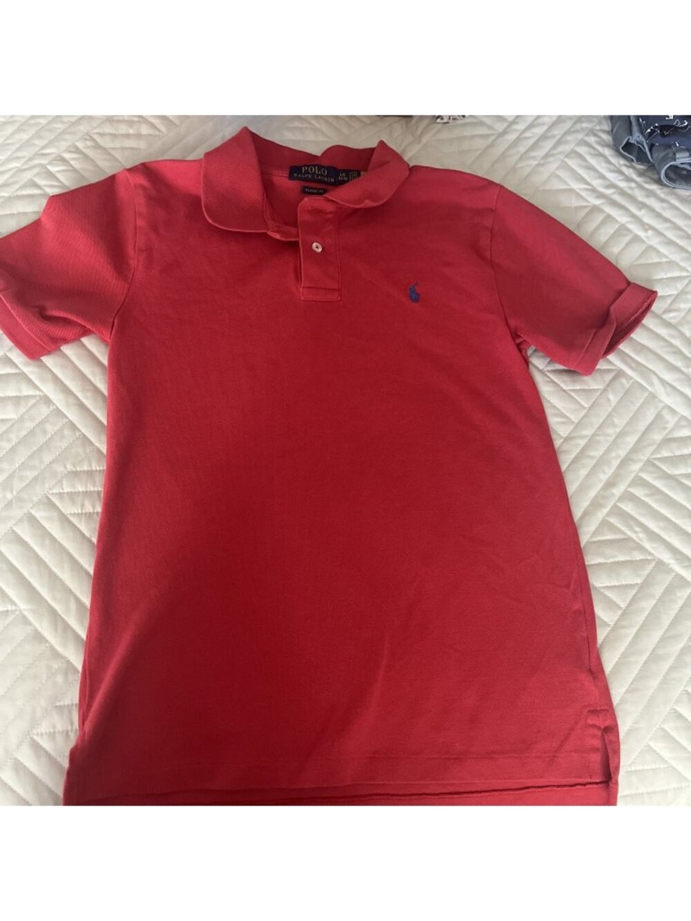 Boys Large 14/16 Ralph Lauren Polo Red Classic Fit Short Sleeve Blue Pony
